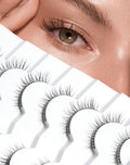Natural Lashes That Look Like Extensions Strip Lashes Natural Look Thin Band Wispy Eyelashes 13mm Cat Eye False Eyelashes Foxy Eye Lashes 12 mm 7 Pairs S10