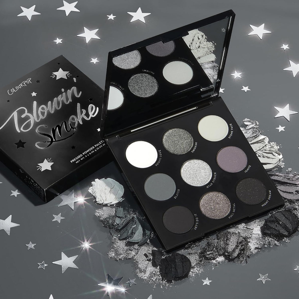 ColourPop Blowin' Smoke Eyeshadow Palette - Silver & Smokey Eye Eyeshadow Palette with Metallic & Matte Finishes - High-Pigment Eye Makeup with Long-Wearing Formula (0.3 oz)