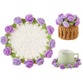 Crochet Flower Coasters, Handmade Bouquet Coasters with Crochet Plant Pot (Sunflower Yellow, 1Pc)