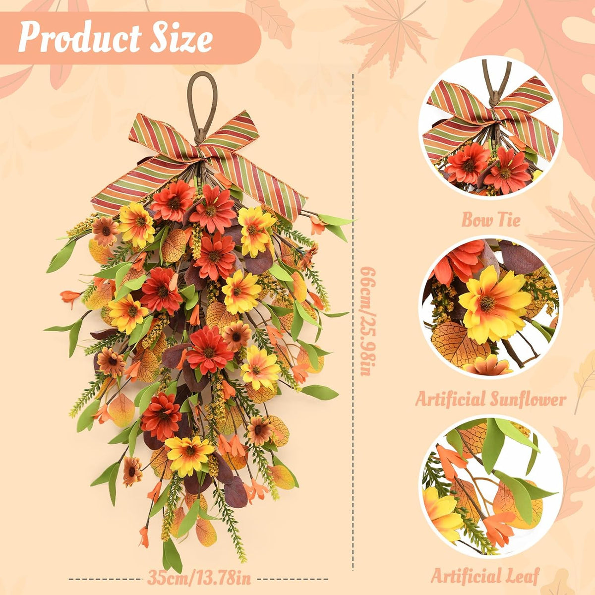 Fall Swag Wreaths for Front Door Decor, Fall Porch Decorations for Home
