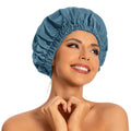 Edoneery Reusable Shower Caps for Women, Waterproof Long Hair Bonnet | Washable Design, Wide Elastic Band, Large Fit, Holds Long Hair, Braids Friendly, Bath Accessories, Spa, Travel