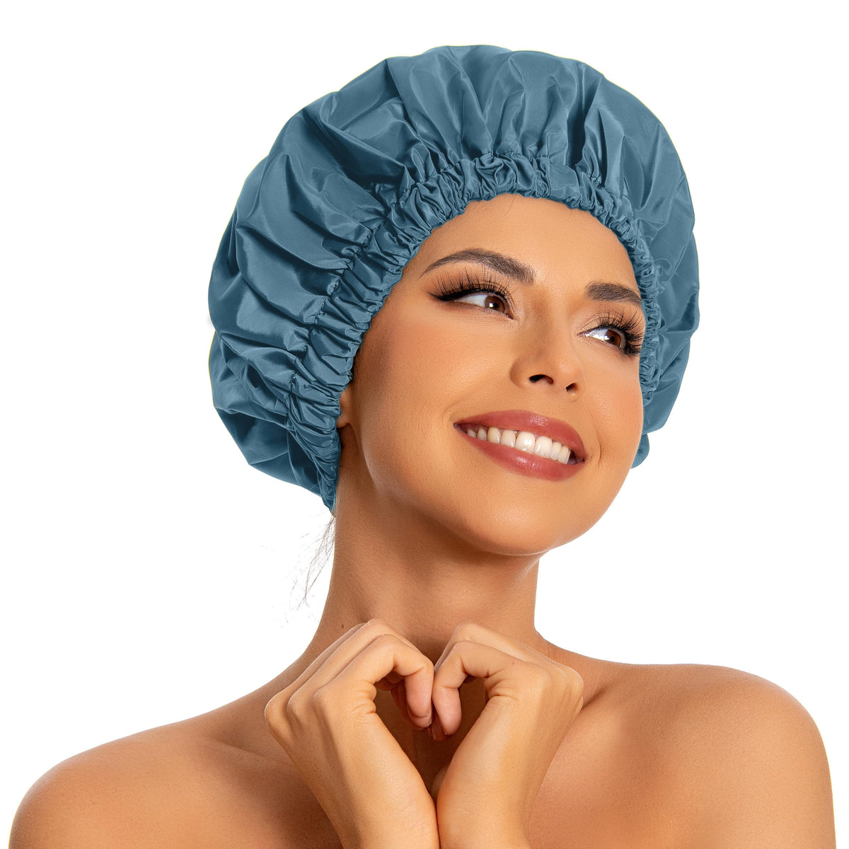 Edoneery Reusable Shower Caps for Women, Waterproof Long Hair Bonnet | Washable Design, Wide Elastic Band, Large Fit, Holds Long Hair, Braids Friendly, Bath Accessories, Spa, Travel