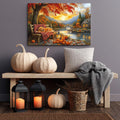 YZDQLANY Canvas Wall Art Autumn Landscape Dog Pumpkin Wall Decor