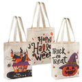 ATFUNSHOP 13.8" Large Halloween Tote Bag Trick or Treat Canvas Reusable Large Bucket for Kids Boo Pumpkin Ghost