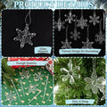 Glass Snowflake Icicle Ornaments for Christmas Tree Decorations - 18Pcs Clear Glass Ornaments Set for Christmas Tree Winter New Year Party Decor Supplies