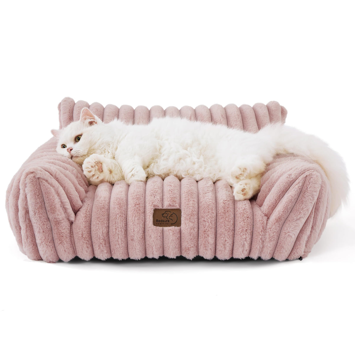 Bedsure ComfyFleece™ Shown on TV Fluffy Cute Dog Couch for Pets,30in Cream | Small & Medium Dog Bed Washable Cover,Supportive Couch Bed for Small Dogs,Pet Sofa Seen on Good Day New York,Up to 20 Lbs