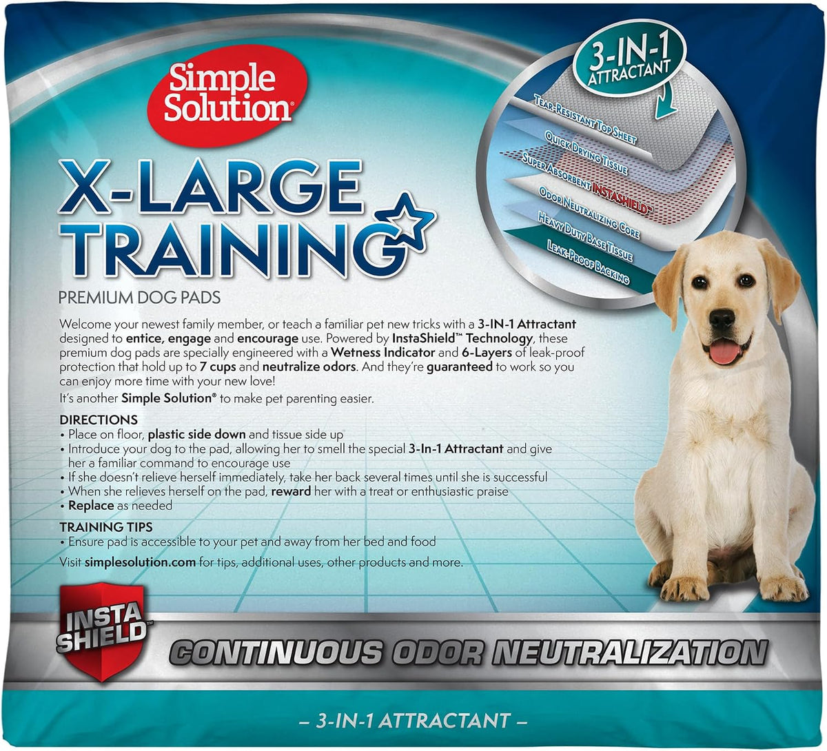 Simple Solution Puppy Pads Extra Large, Super Absorbent Pee Pads for Dogs, Doggie Potty Training, Puppy Essentials, X-Large for House Training, 28"x30", 50 Count