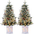 3 Ft Pre-Lit Christmas Tree, Artificial Christmas Tree with Base, Xmas Tree with Timer, Christmas Decoration for Home, Office, Easy Assembly