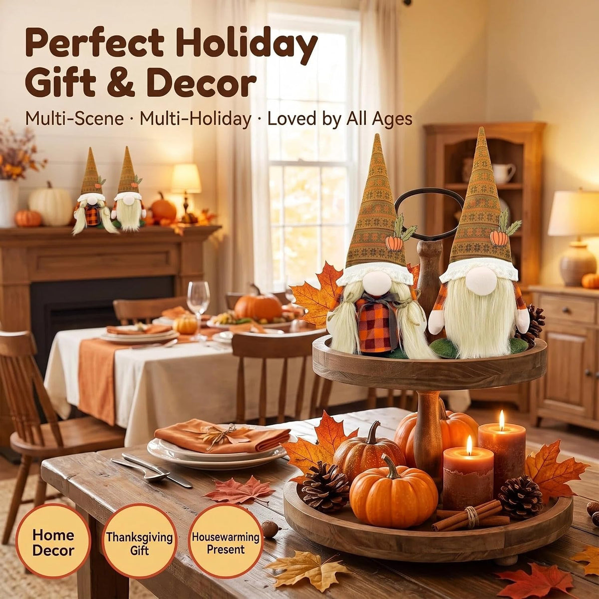 Lovinland Thanksgiving Decorations for Home - Fall Gnomes Decor Indoor