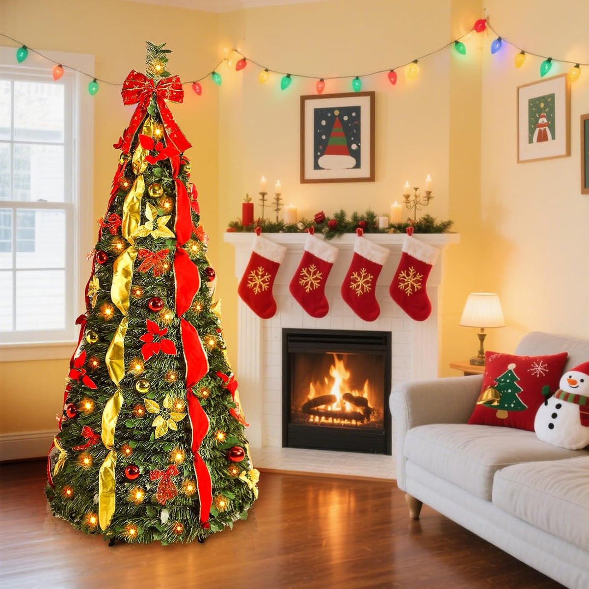 Alupssuc 6FT Pop Up Christmas Tree, Full Shape, Remote, Dual Color Lights