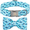 Fall Dog Collar with Bow, Black and Orange Print Fall Pet Collars Small