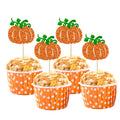 24pc Little Pumpkin Cupcake Toppers - Glitter Pumpkin Cupcake Picks - Baby Shower Decorations - Fall Harvest Theme - Kids Birthday Party Supplies