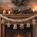 8 Pcs Rustic Christmas Tree Ornaments, Farmhouse Wooden Christmas Ornament