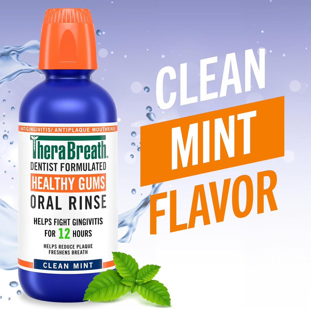 TheraBreath Healthy Gums Oral Rinse, Clean Mint, 16 fl oz, 2-Pack | Antigingivitis, Dentist Formulated, Prevents Gingivitis, Supports Gum Health, Alcohol Free
