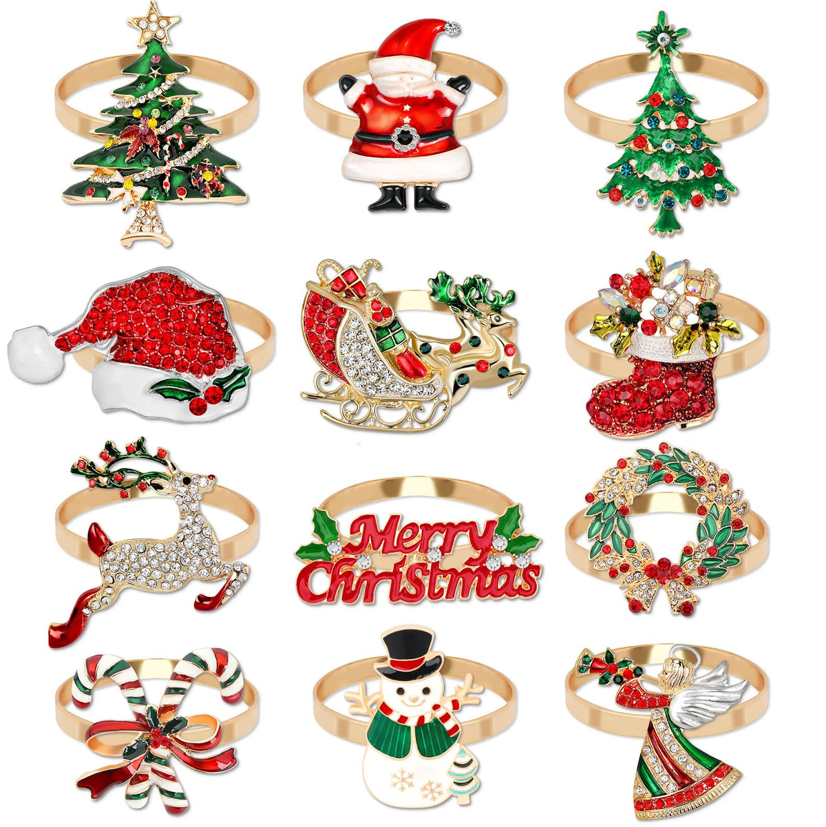 Turkey Napkin Rings Set of 12 Thanksgiving Gold Napkin Holders