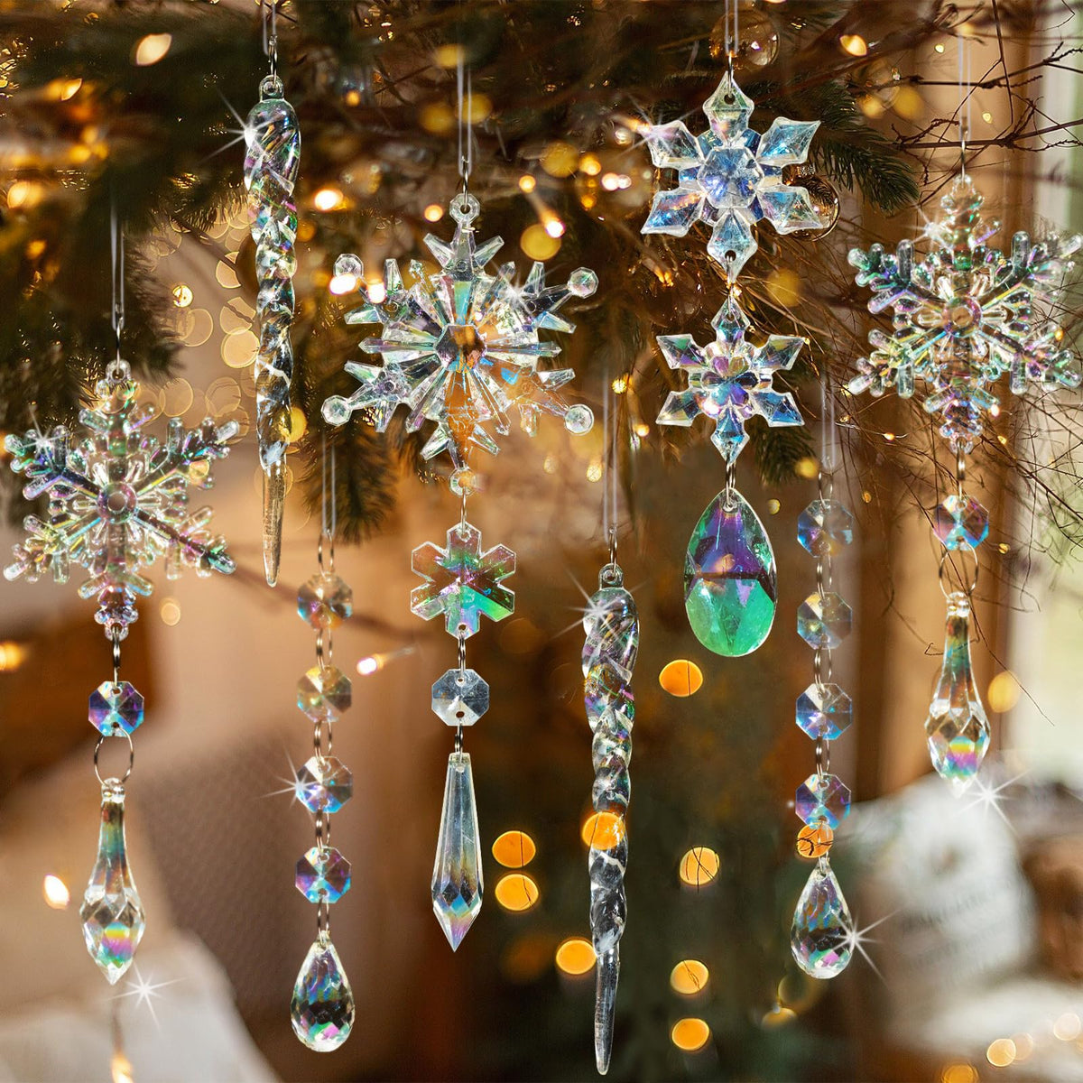 Crystal Ornaments for Christmas Tree Winter Wonderland Decorations