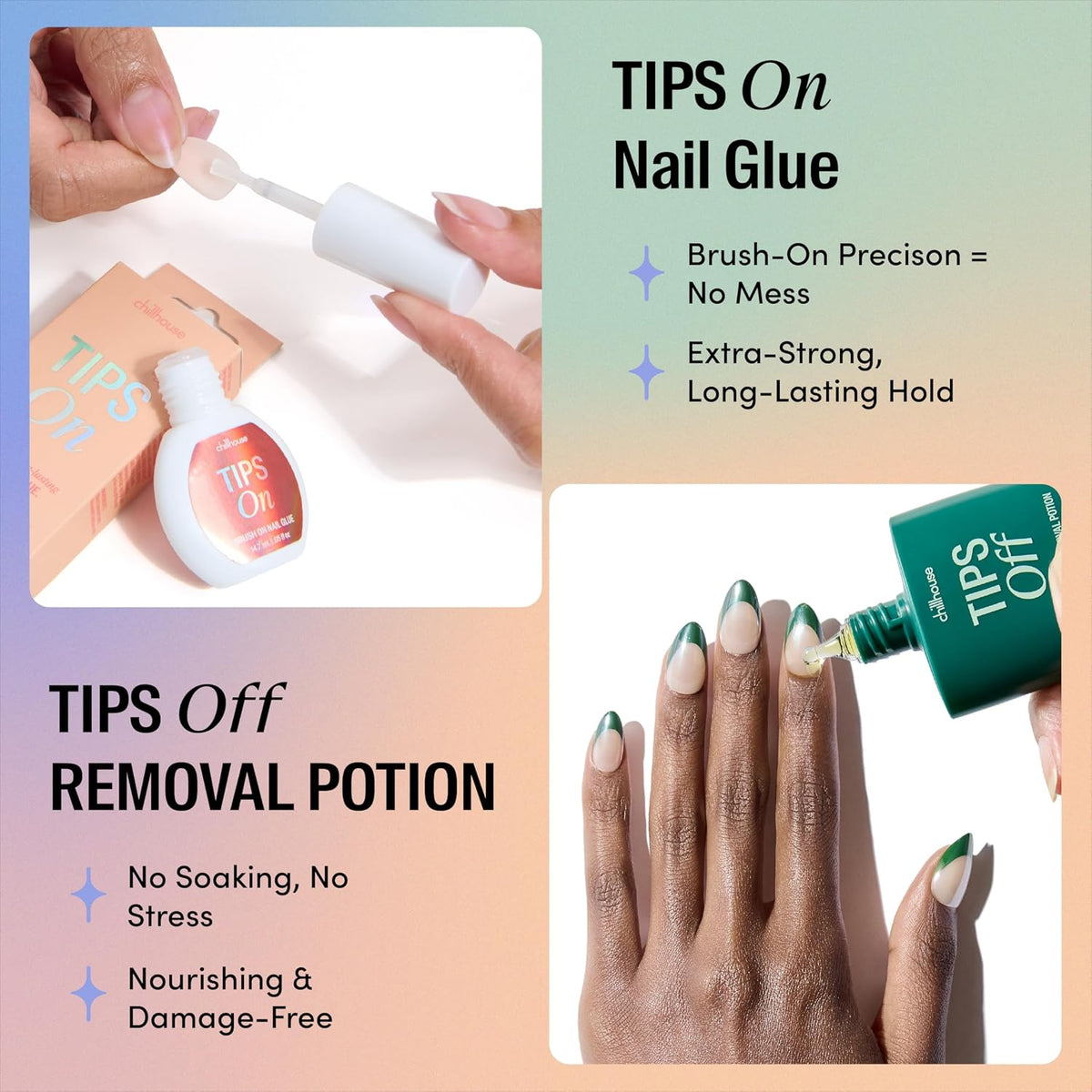 Chillhouse - Chill Tips, French Tip Press On Nails Kit - Going to the Barre (Oval) - 30 Nail Shapes & Sizes - 2 Weeks of Wear - Customizable Fit - French Manicure Kit - Women Owned, Beauty & Self Care