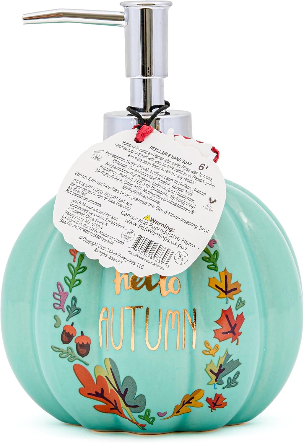 Fall Teal Pumpkin Soap Dispenser, Harvest Lemon Scent