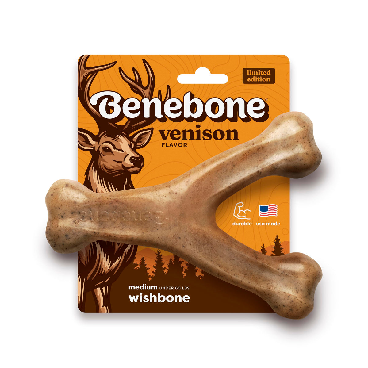 Benebone Wishbone Chew Toy for Aggressive Chewers, Pumpkin Spice, Small