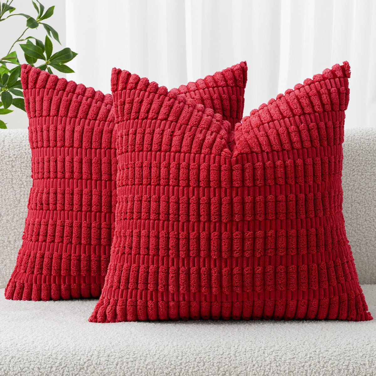 MIULEE Fall Decorative Throw Pillow Covers 18x18 Dark Rust Pack of 2