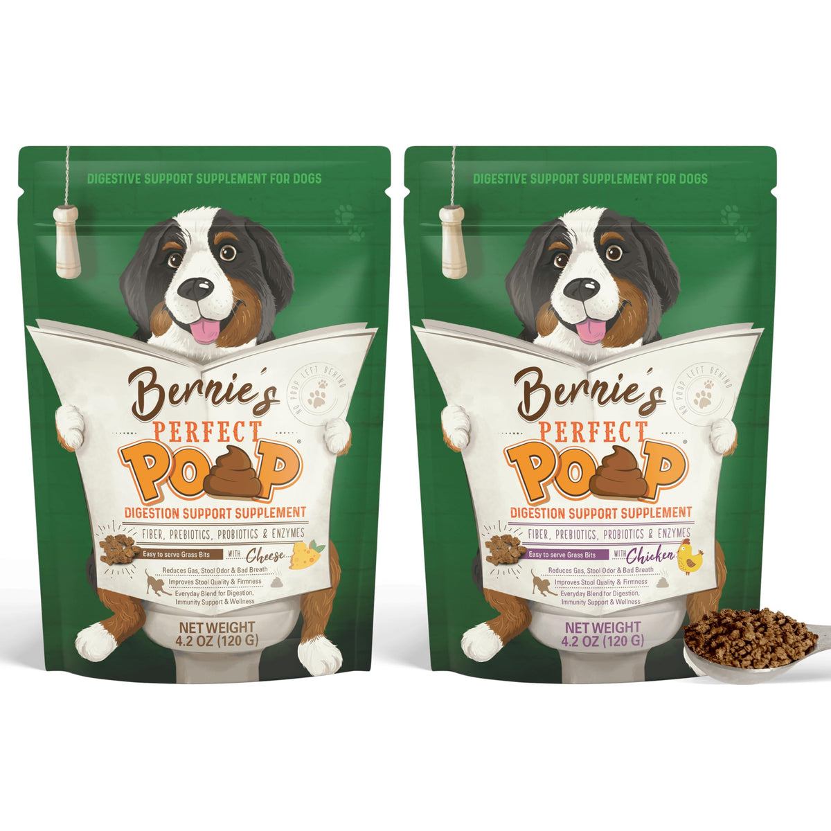 Perfect Poop Digestion & General Health Supplement for Dogs: Fiber, Prebiotics, Probiotics & Enzymes Relieves Digestive Conditions, Optimizes Stool, and Improves Health (Chicken, 4.2)