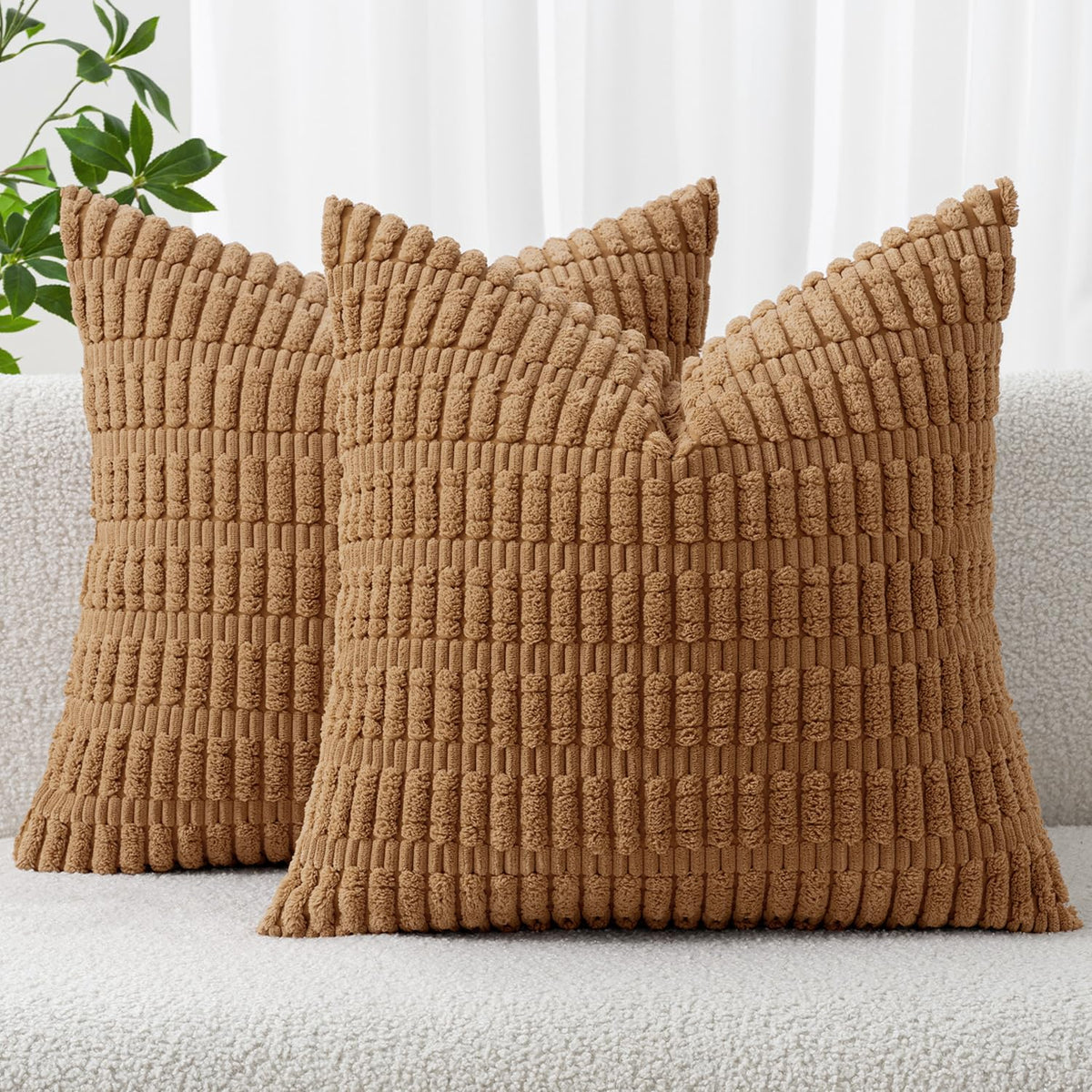 MIULEE Fall Decorative Throw Pillow Covers 18x18 Dark Rust Pack of 2