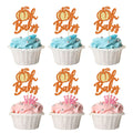24pc Little Pumpkin Cupcake Toppers - Glitter Pumpkin Cupcake Picks - Baby Shower Decorations - Fall Harvest Theme - Kids Birthday Party Supplies