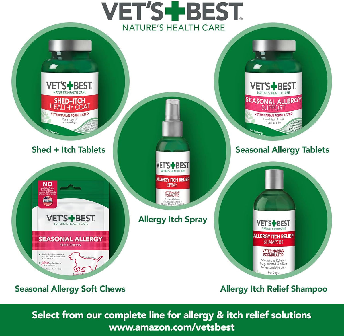 Vet's Best Allergy Itch Relief Dog Shampoo, Oatmeal Dog Shampoo for Itchy Skin, Cleans and Relieves Discomfort from Seasonal Allergies, Anti Itch Dog Soap, 16 Oz