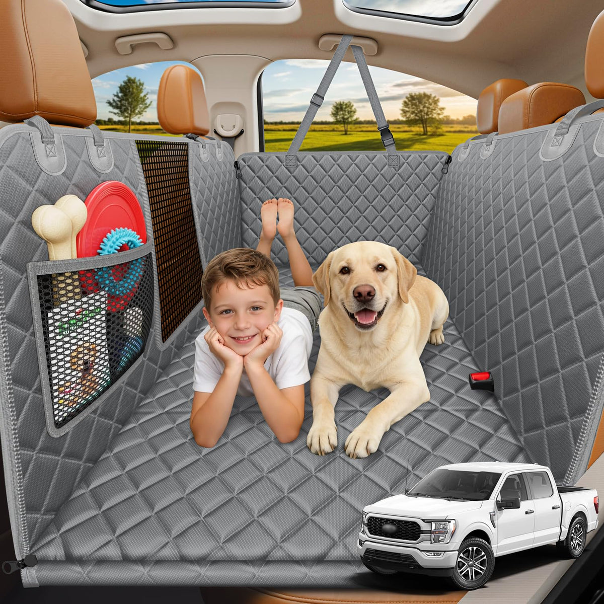 URPOWER Hard Bottom Dog Car Seat Cover, Back Seat Extender for Cars & SUVs