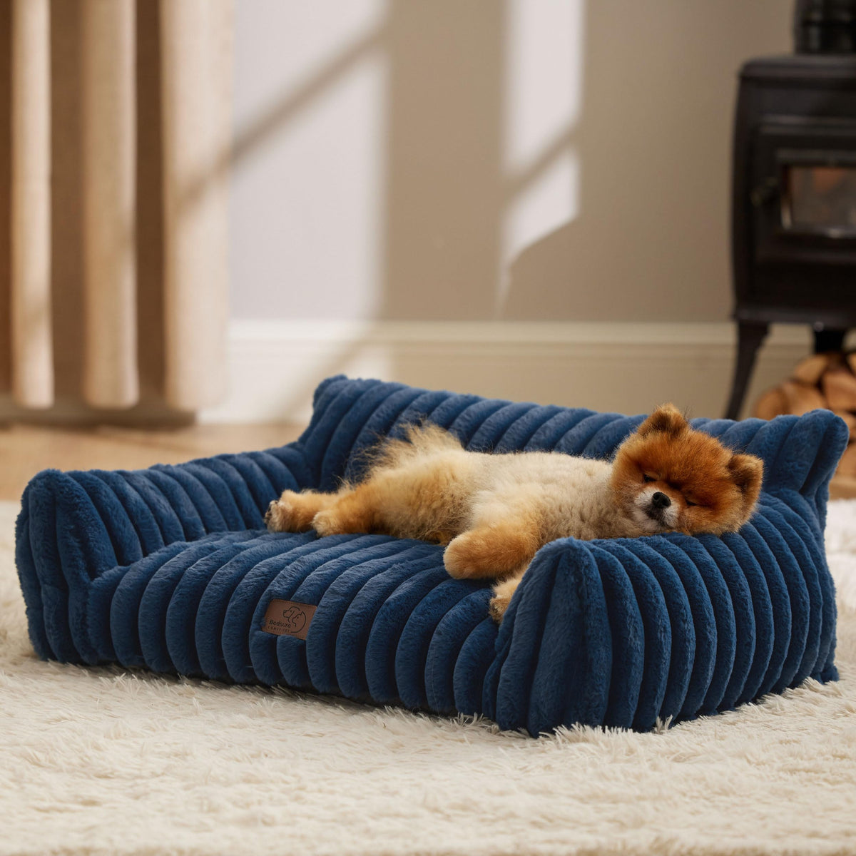 Bedsure ComfyFleece™ Shown on TV Fluffy Cute Dog Couch for Pets,30in Cream | Small & Medium Dog Bed Washable Cover,Supportive Couch Bed for Small Dogs,Pet Sofa Seen on Good Day New York,Up to 20 Lbs
