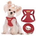 Puppytie xs Dog Harness with Multifunction Dog Leash,Soft Adjustable No Choke Escape Proof Pet Harness Vest,red-Camellia,XS