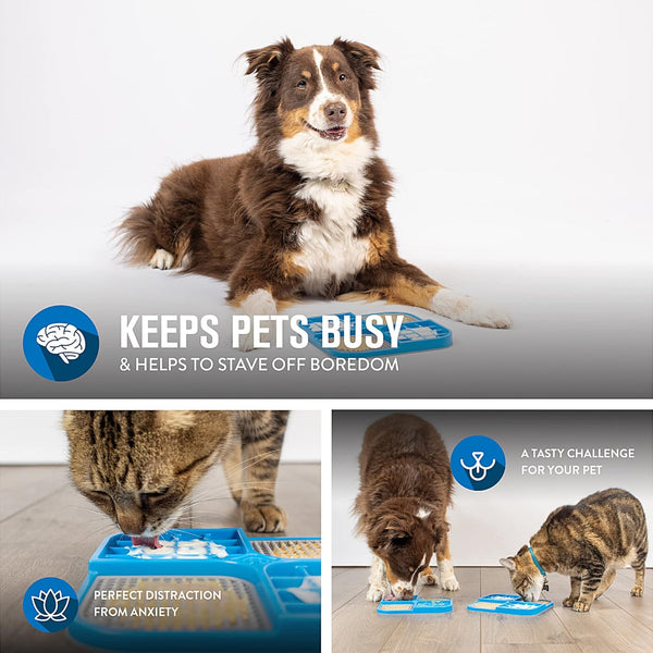 Hyper Pet IQ Treat Lick Mat for Dogs & Cats, Slow Feeder Enrichment Toys | Alternative to puzzle bowls and snuffle play, calming activity eases boredom and stress, spread soft snacks on the surface