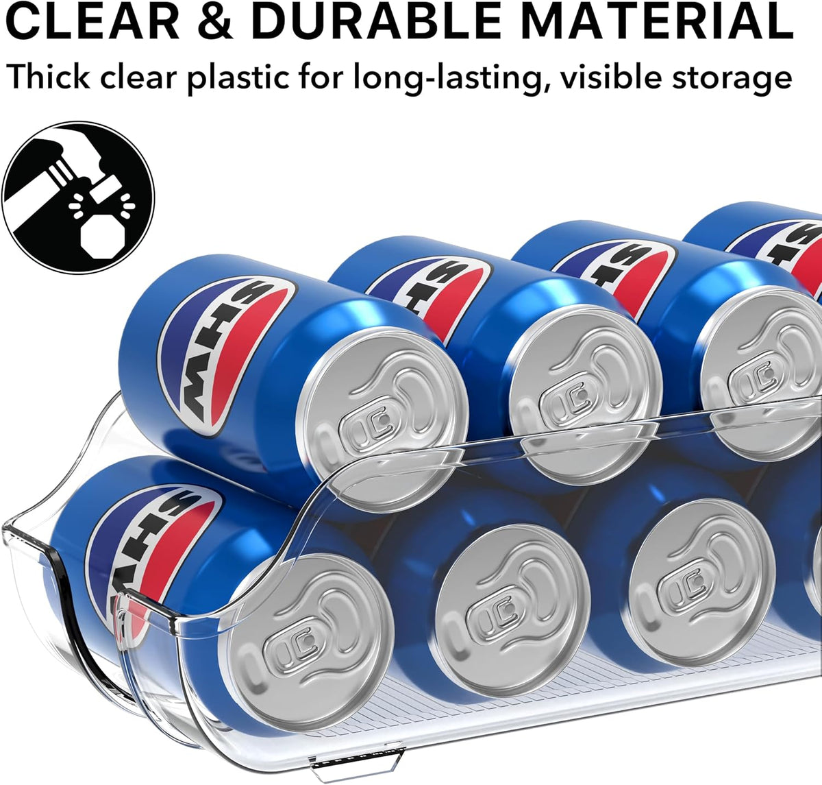 Simple Houseware Soda Can Organizer Dispenser Refrigerator/Pantry, Set of 2 | Clear