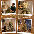 Lewondr Crystal Firework Christmas Tree Topper with Lights, Gold