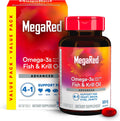 MegaRed Omega 3 Fish Oil & Antarctic Krill Oil Softgels for Brain, Heart, Joints & Eye Support, (80 Count Bottle), Concentrated Omega 3 Fatty Acid Supplement with EPA, DHA, Phospholipids