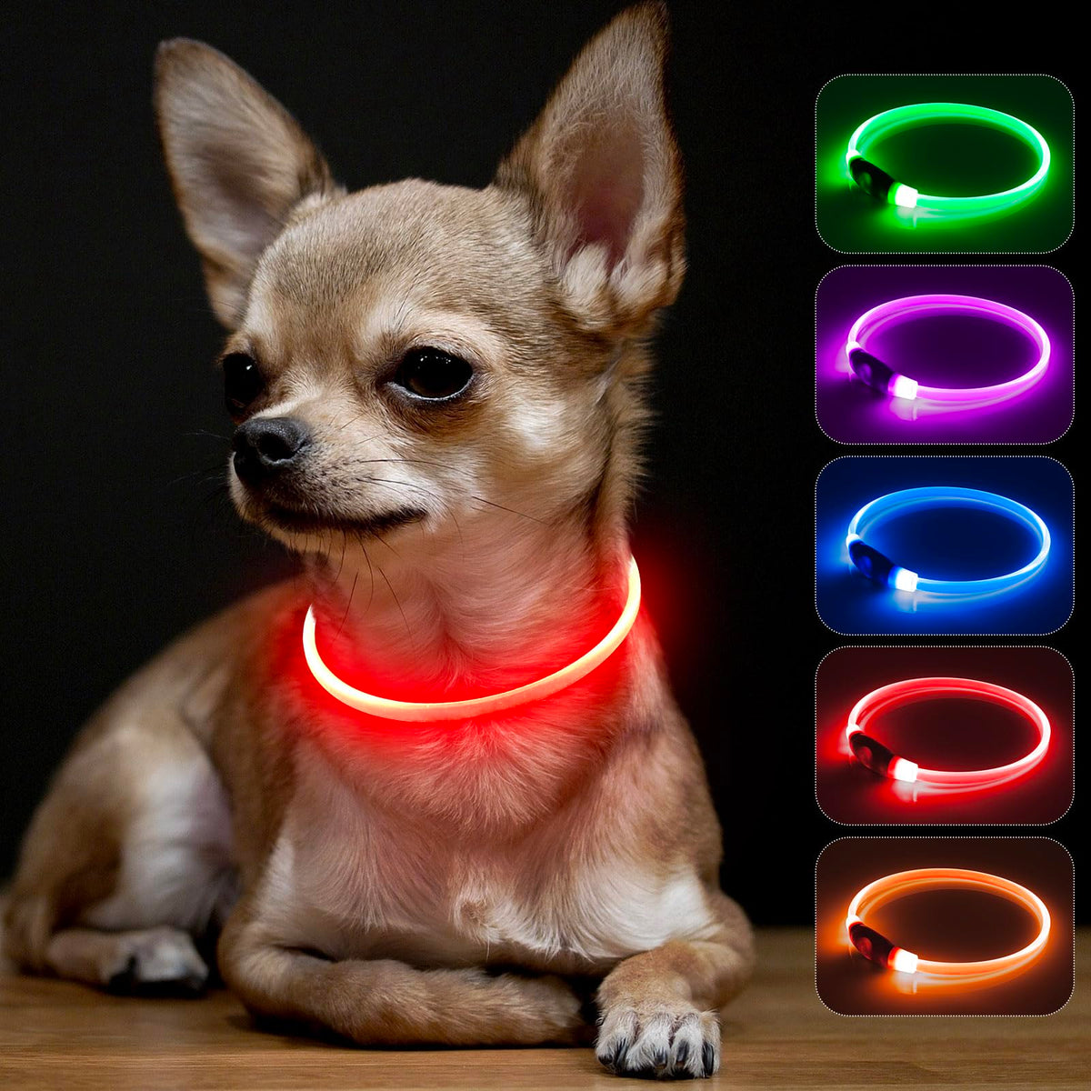 BSEEN Light Up Dog Collar - LED Dog Collar Rechargeable, Glowing Pet Collars for Small Medium Large Dogs, TPU Cuttable Lighted Puppy Collar, Safety Dog Lights for Night Walking (Green 70cm)