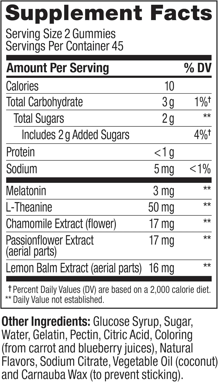 OLLY Sleep Gummies for Adults, 3 mg Melatonin Gummies with L-Theanine, Sleep Support for Restful Sleep*, Non-Habit Forming Sleep Support*, BlackBerry Zen, Gluten Free, 90 Count