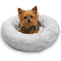 Best Friends by Sheri The Original Calming Donut Dog Bed for Large Dogs up to 100 lbs, Shag Faux Fur, Taupe, Large, 36" x 36"