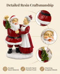 5.5'' Santa and Mrs. Claus Mistletoe Figurine Christmas Tabletop Decor