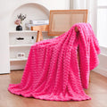Puncuntex Burnt Orange Throw Blanket 50"×60" Fuzzy 3D Jacquard Decorative