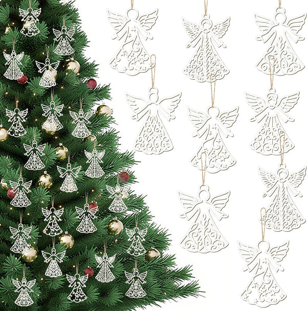 Syhood 30 Pcs Angel Christmas Ornaments Wooden Christmas Tree Decor