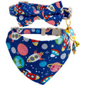 Faygarsle 2 Pack Blueberry Pattern Cat Collar Set with Bandana and Bow Tie, Light Blue, Breakaway Style with Bell