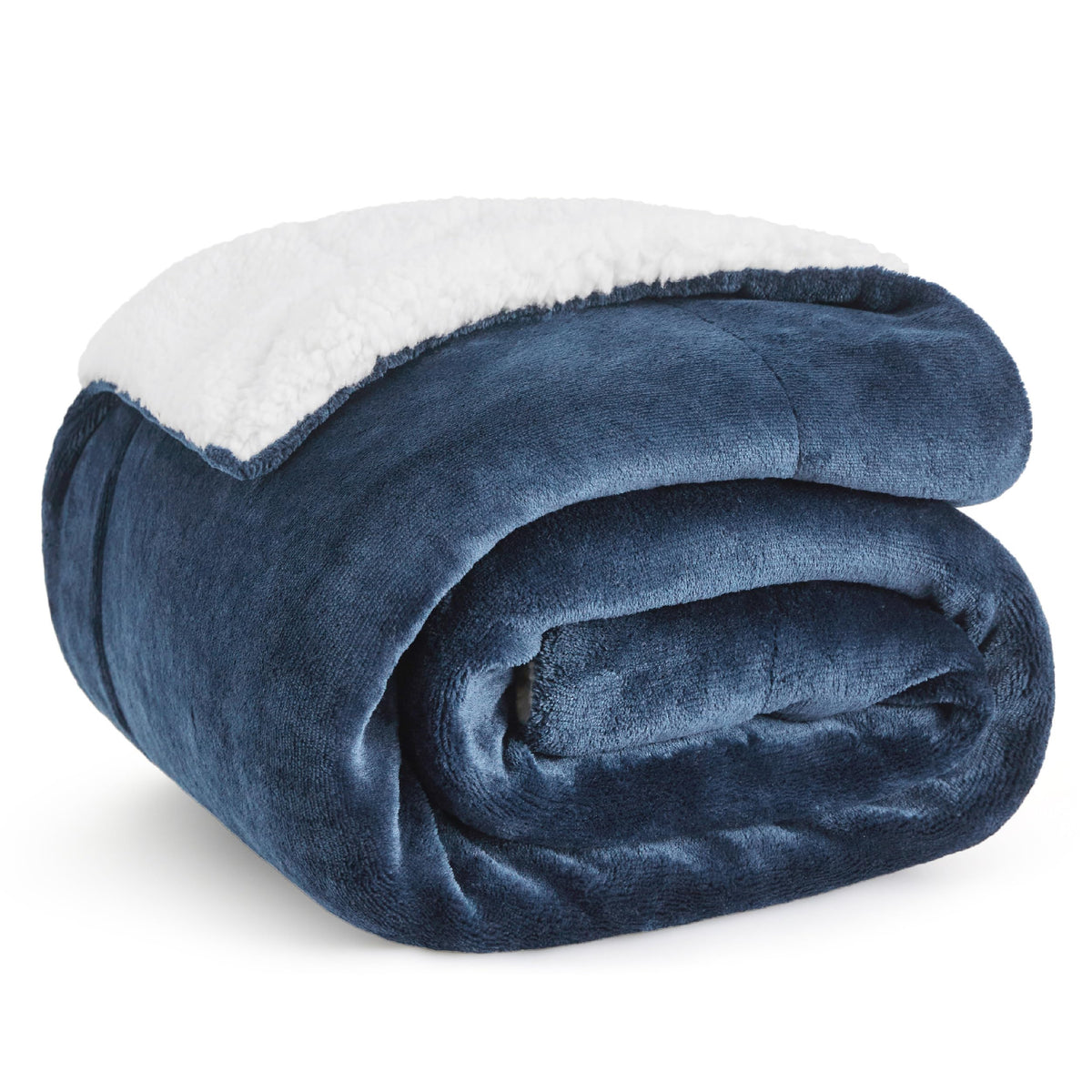 Bedsure GentleSoft Sherpa Fleece Throw Blanket for Couch, Non-Heated, Thick and Warm Throw for Women and Men, Soft Fuzzy Plush Weight Blanket for Winter, Navy, 50x60 Inches