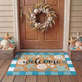 Tinideya 2 23.6 X 35.4 Inches Plaid Ghost Red Brown | Layered Coir Doormat Set, Non Slip Backing for Outdoor Entryway, Buffalo Plaid Seasonal Design, Front Porch Home Decor
