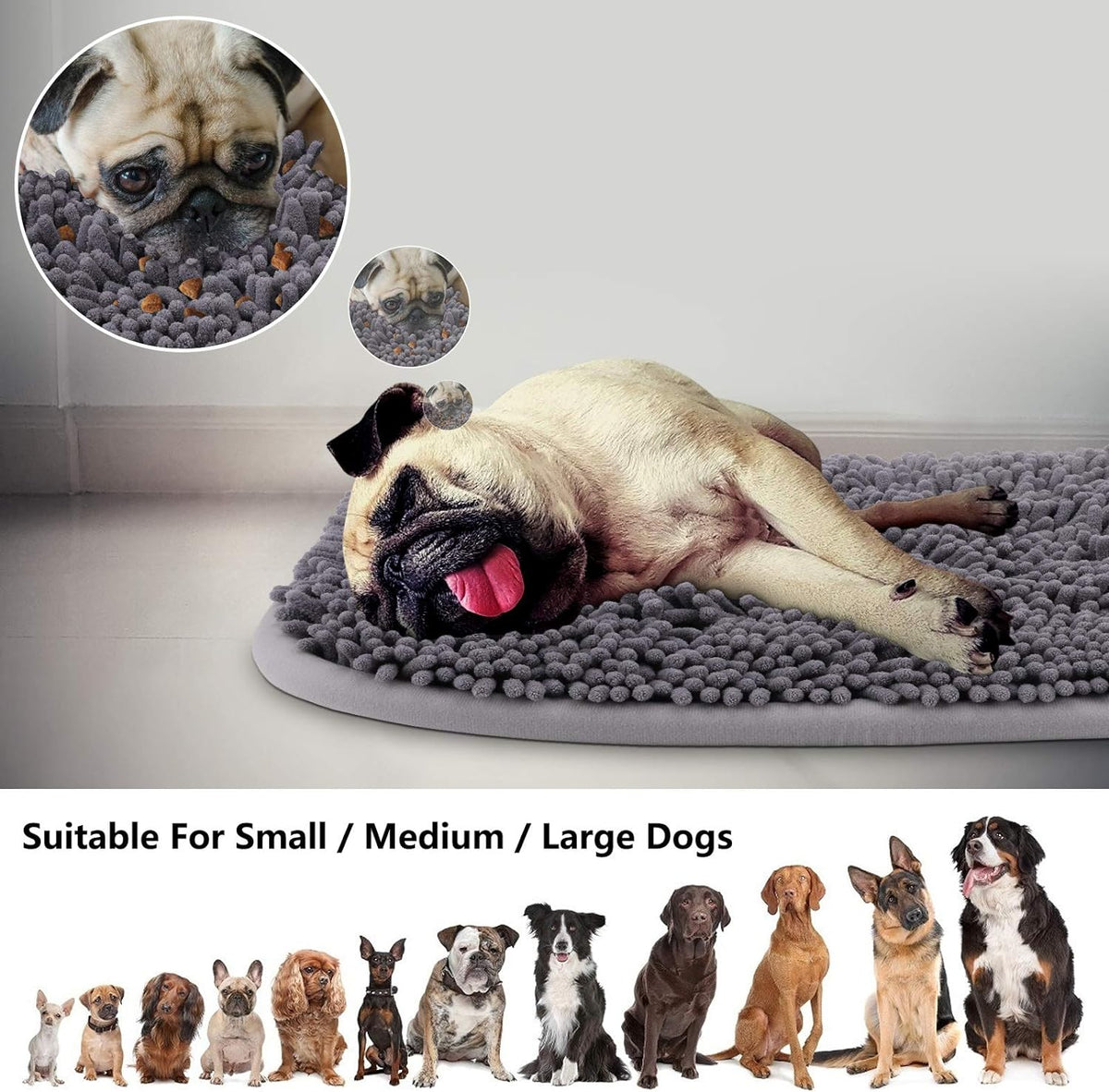 Rundik Snuffle Mat for Dogs, 17'' x 21'' Dog Sniffing Interactive Feeding Game Boredom, Puzzle Toys Encourages Natural Foraging Skills and Stress Relief Small/Medium/Large Dogs
