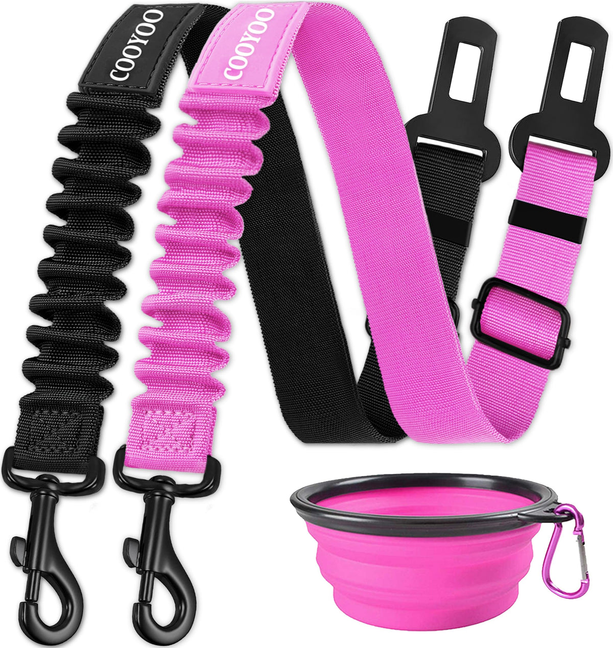 COOYOO Dog Seat Belt,3 Piece Set Retractable Dog Car Harness Adjustable Dog Seat Belt for Vehicle Nylon Pet Safety Seat Belts Heavy Duty & Elastic