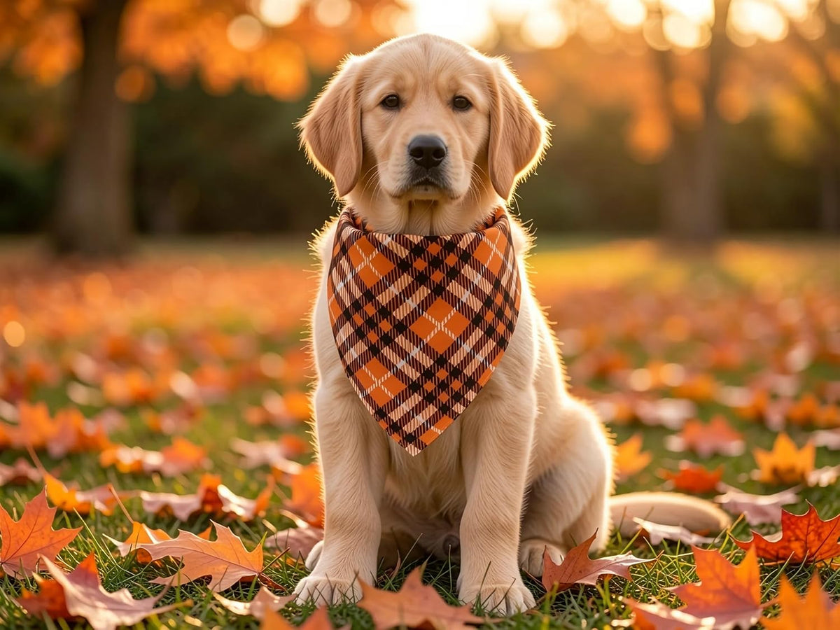 Fall Dog Bandanas 2PCS Halloween Pumpkin Spider Web Large Dogs | 2PCS reversible dog bandanas for fall & Halloween & Thanksgiving.Orange plaid/pumpkin/Spider Web design.Fits medium-large dog