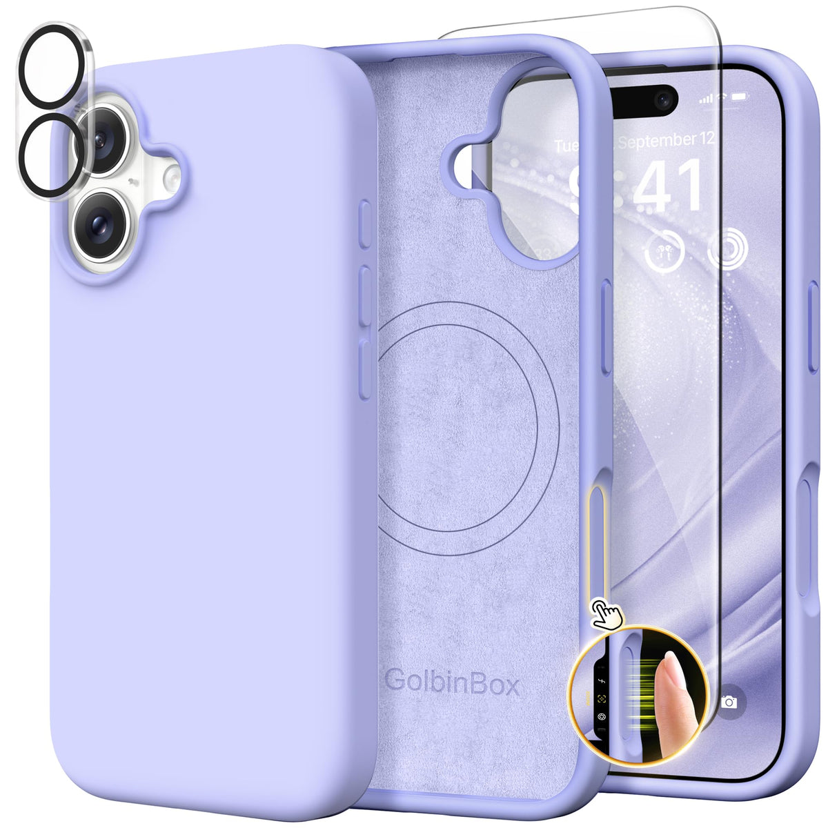 GolbinBox Magnetic for iPhone 16 Pro Max Case, Silicone Cover, Chalk Pink