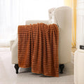 Burnt Orange Fleece Throw Blanket 50”×60” for Couch Sofa Livingroom