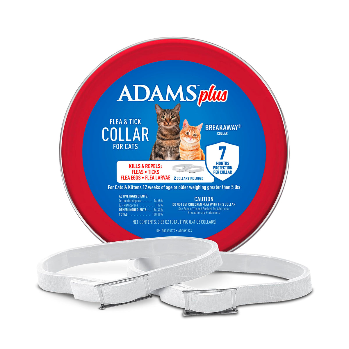 ADAMS Plus Flea & Tick Collar for Cats, Flea Collar for 7-Month Prevention, Adjustable Collar Fits Cats & Kittens, Kills Fleas & Ticks, 1 Count
